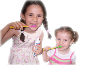 Children brushing their teeth